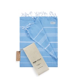 Captain&Mermaid® Premium XXL Beach Towel 100% Cotton Bath Towel Picnic Blanket 220 x 160 Peshtemal Lightweight and Extra Large (Blue Ocean)