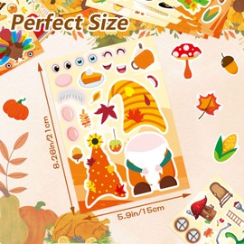 Comelodiant Fall Stickers for Kids Crafts Thanksgiving Stickers Turkey Decals Thanksgiving Make a Face Stickers for Autumn Thanksgiving Harvest Party Favors Activities Supplies
