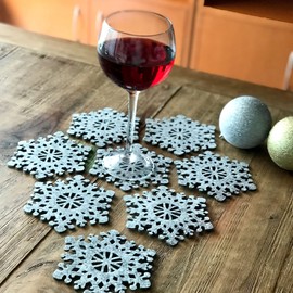 PREZENT MEXICO | Set de Portavasos copo navideño, 12 piezas, adorno navideño color gris.