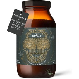 Ancient + Brave True Biome Fibre & Gut Health Powder – Prebiotics, Postbiotics & L-Glutamine – PHGG Soluble Fibre for Digestive Health, Microbiome Balance