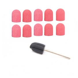 10mmx15mm Nail Drill Bands Set, 3 Sizes Sanding Bands Block Caps, Rubber Mandrel Handle for Cuticle Removal, Manicure, Pedicure, Tool, Nail Drill, Blue/Pink