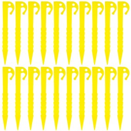 20 Pcs Plastics Tent Stakes Heavy Duty Tent Pegs 5.7inch Tent Pegs Spike Hook Lightweight Tarp Pegs Camping Tent Stake Nail Lengthen Spiral Type Canopy Stakes(Yellow)