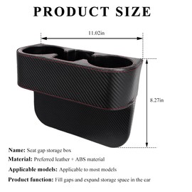 DXNQ Car Cup Holder Gap Filler Organizer, Multifunctional Auto Front Console Gap Filler with Cup Holder, Leather Extra Cup Holder Storage Box for Car Truck SUV, Car Accessories (Carbon Fiber)