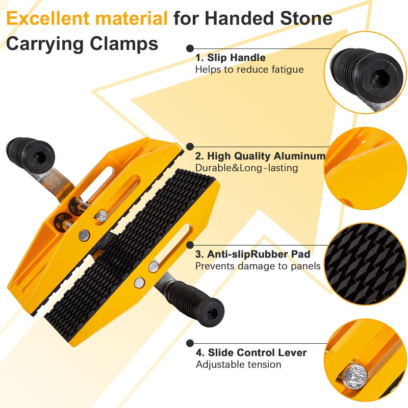 Double Handed Stone Carrying Clamps,Panel Carriers Lifting Tools,660 LBS Heavy