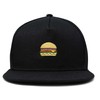 DALIX Cheeseburger Embroidered Snapback Flat Billed Hat in Black