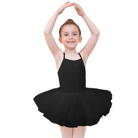 Tancefair Children's Ballet Clothing Ballet Dress Girls Dance Dresses Cotton Ballet Jersey Ballet Suit Dance Dress Dance Body with Skirt Tutu, black, 140