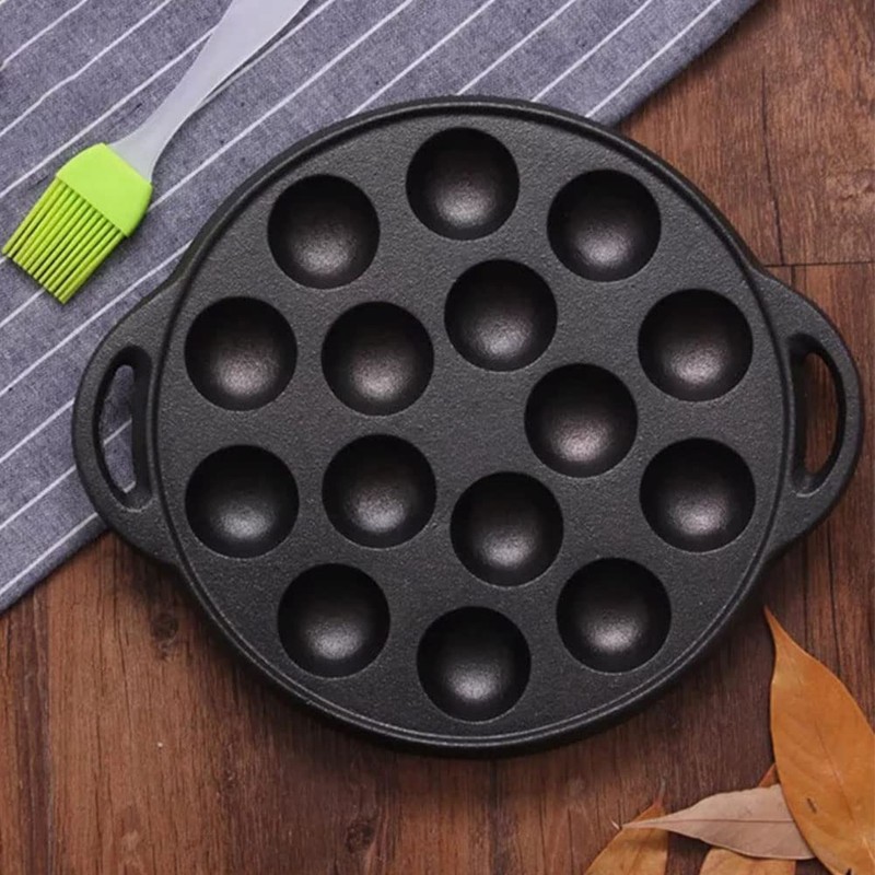 Cast Iron Pancake Pan, 10 inch Non-Stick Takoyaki Pan with