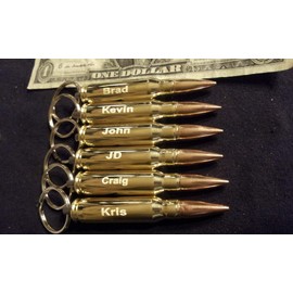 SIX Engraved small caliber .308 bullet bottle opener key chains