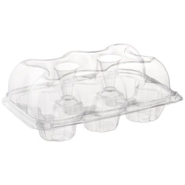 Oasis Supply 6-Compartment Hinged High Dome Clear Cupcake Container, Clear, 6-Pack