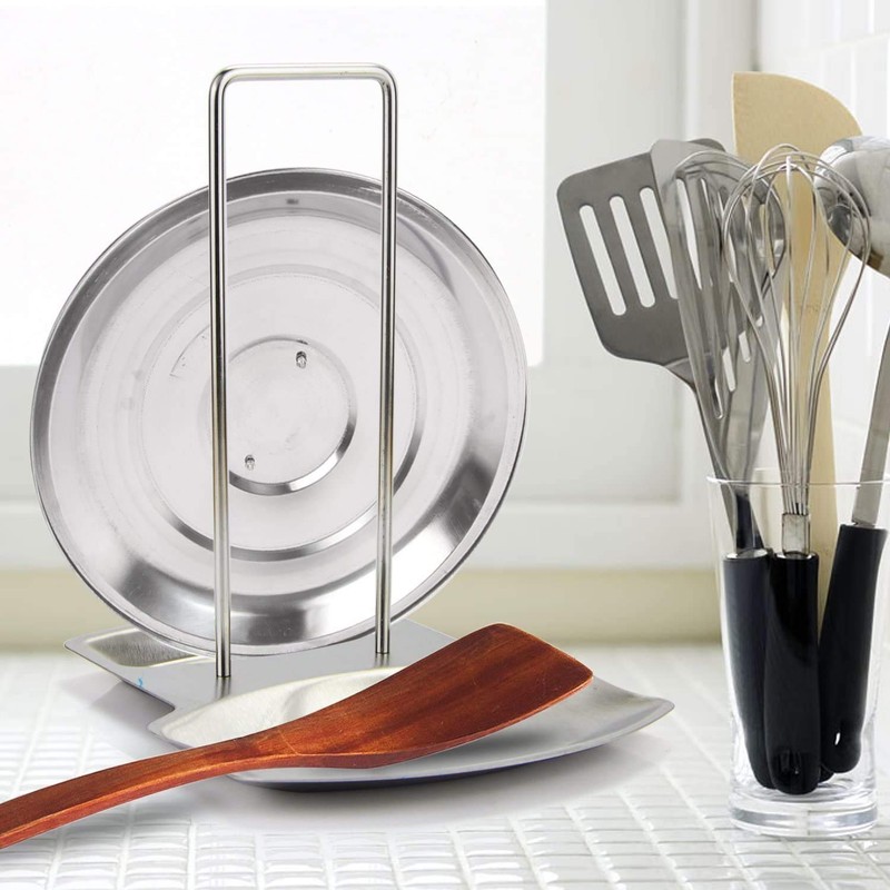 Lid and Spoon Rest Shelf,304 Stainless Steel Pan Pot Cover