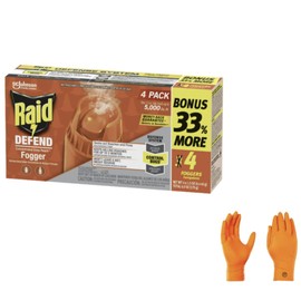 Raid Concentrated Deep Reach Pest Killer & Roach Fogger, 1.5 fl oz, 4 Count | Premium USA Supply Gloves for Safe Eradication | USA Supply Pest ID Card