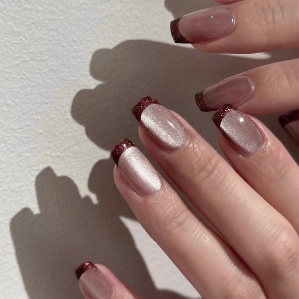 MERVF Square Press on Nails Medium Fake Nails Press ons