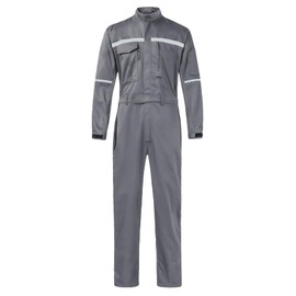 KTWOLEN Mens Workwear Coveralls Multi Pockets Work Suit Mechanic Overalls Jumpsuits Unisex Long Sleeve Garage Coverall, Grey, L