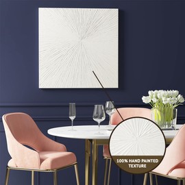 MADISON PARK SIGNATURE Sunburst Wall Art - Modern Resin Dimensional Radiant Color Hand Painted Home Décor Abstract Textured White 30" W x 30" H x 1.25" D