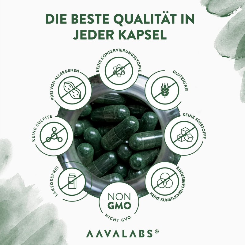 Organic Spirulina Powder and Chlorella Algae Capsules - [1800 mg]