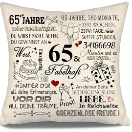 65 Years Full Fabulous Pillowcase for Birthday 65 Years Old Women Men Sister Friends Mum Dad Aunt Grandma Grandpa Wife 65th Birthday Gift 10-100 Birthday Pillow Cases (65)