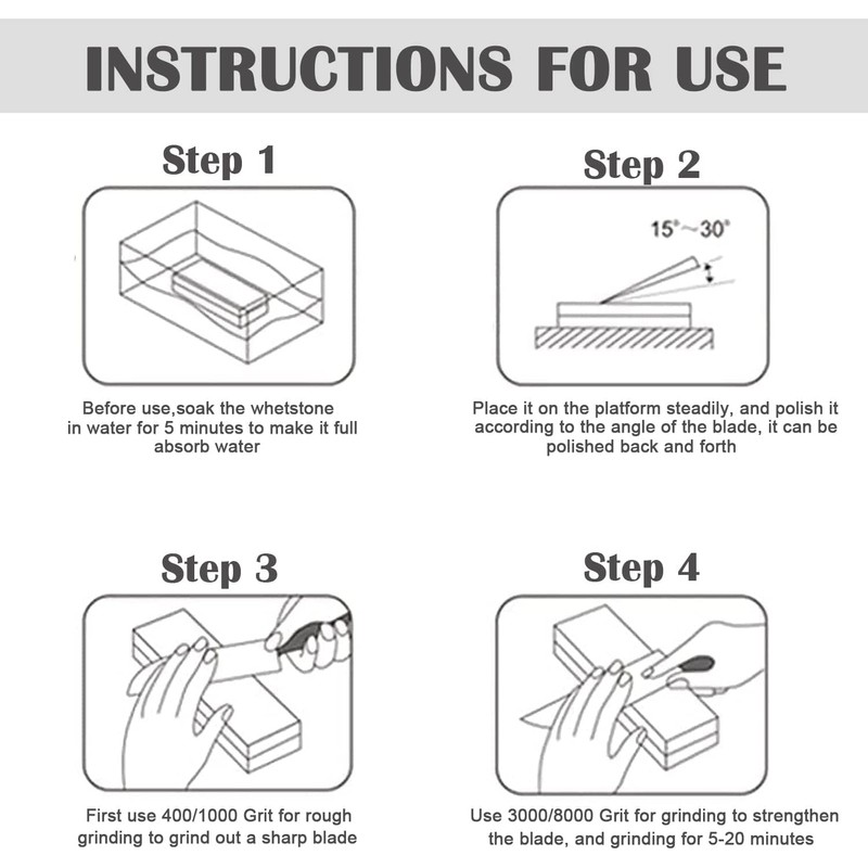 Knife Sharpening Stone Kit – 400/1000 3000/8000 Grit Wet Kitchen