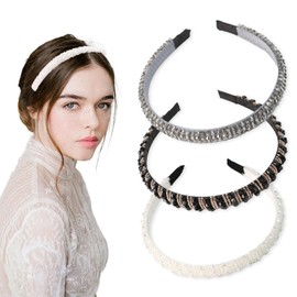 TPTGIAR Pack of 3 Rhinestone Headband Dirndl, Non-Slip Headband Women, Fashionable Glitter Headband, Elastic Dirndl Headband for Daily Use and for Visiting Weddings and Parties