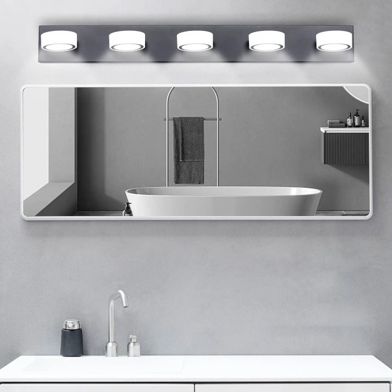 Modern 5-Light LED Vanity Light Fixture 37 Inch Black Aluminum