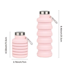 votuyet 1Pcs pink silicone foldable water bottle,which can be used for outdoor activities, travel, and everyday use
