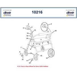 Front/Rear Wheel for Drive 10216 Rollator - Each