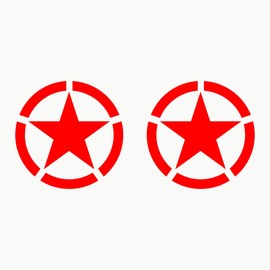 Autodomy Pack of 2 Sticker Stars, Military Sticker, Resistant to Rain and Sun, Sticker for Car, 4x4 Offroad Off-Road Vehicle, Us Army Sticker (Red, 10 cm)