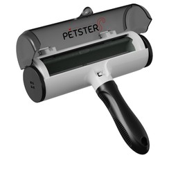 New 2025 PETSTERS Reusable Pet Hair Remover Roller, Large Compartment - Removes Dog & Cat Hair from couches,Sofas Carpet, Bedding, Furniture & More - Greybin, whitebody and Black Handle