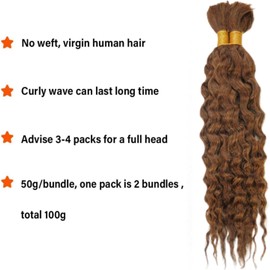 16 Inch Human Braiding Hair Wet and Wavy Braiding Hair Human Hair for Braiding Bulk Human Hair Curly Extension 2 Pack/100g