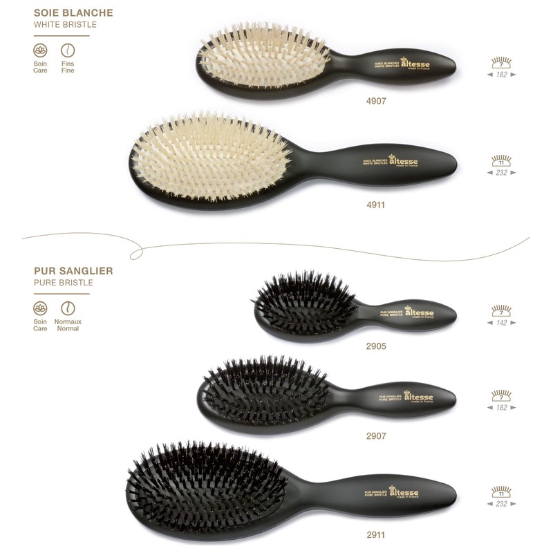 Alteste hairbrush with pure wild boar bristles, 13-row, black