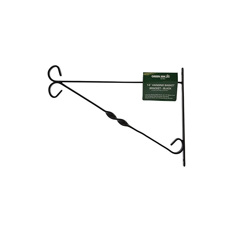 Green Jem 14-Inch Hanging Basket Bracket - Black