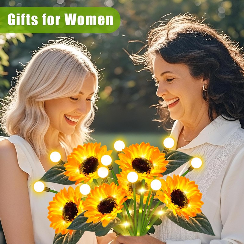 Solar Sunflower Lights Outdoor Waterproof - 6 Pack Solar Powered