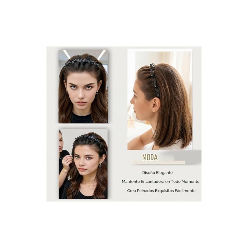 2 piezas de diadema con flequillo para el cabello, clip