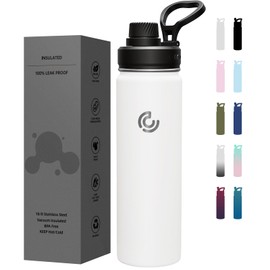 Sports Water Bottle 22oz, Insulated Water Bottle with Handle,Stainless Steel,Simple Modern,Suitable for Travel, School, Boy, Girl(White)