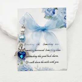 Dorla Cool Something Blue Charm Gift for Bride,Blue Bridal Bouquet Garter Charm,Bridal Shower Gift,Wedding Day Accessories from Mom Dad Grandparents Friend (Heart)