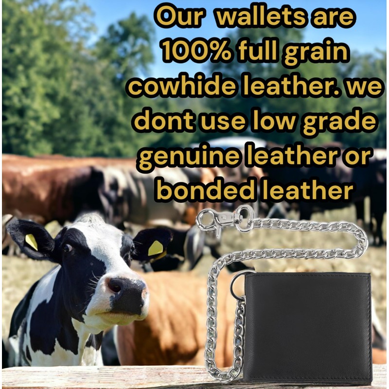 F&L CLASSIC RFID Blocking Mens bi-fold Style Cowhide Leather Steel