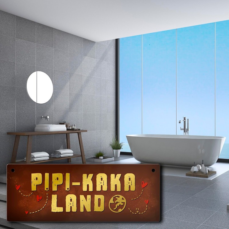 Toiletten Metal Sign with Toilet Motif and Saying "Pipi-Kaka-Land"