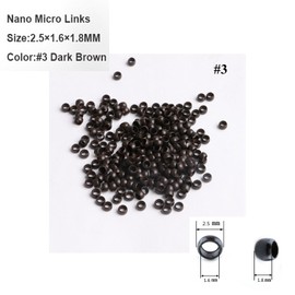 1000Pcs 2.5mm Nano Rings Beads Micro Copper Rings Dreadlock Beads Micro link tube ring For Tip/Ring Hair Extensions Link Hair Tools Accessories (Dark Brown)