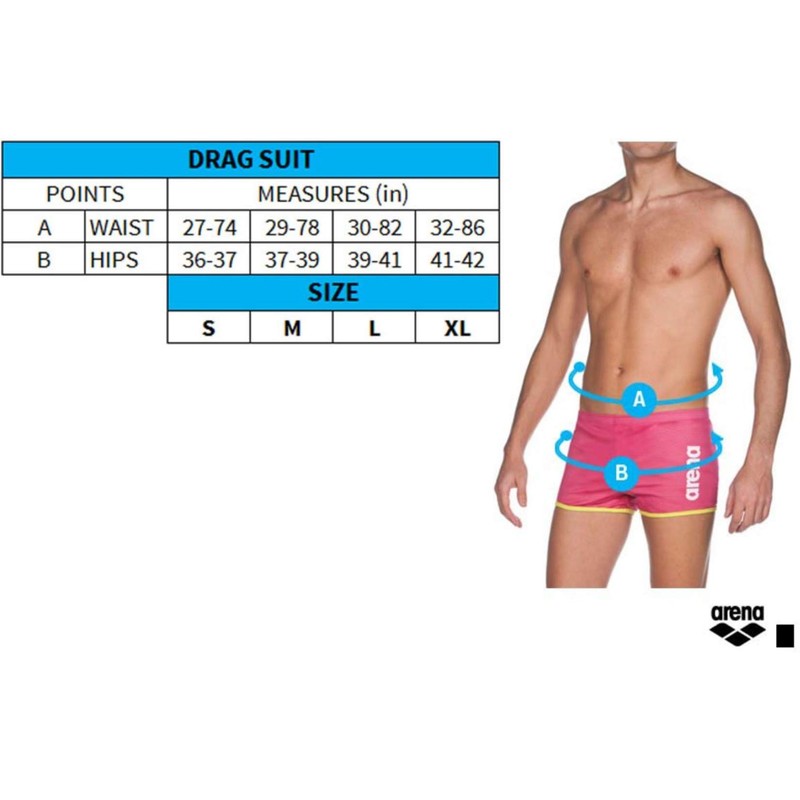 Arena Men's Square Cut Drag Suit Board Shorts, Black, S