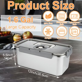 QTLCOHD Stainless Steel Bread Box, Time Recording Bread Storage Container for Kitchen Countertop, Airtight Loaf Keeper with Lid for Homemade Bread, Cookies and Toast, Grey