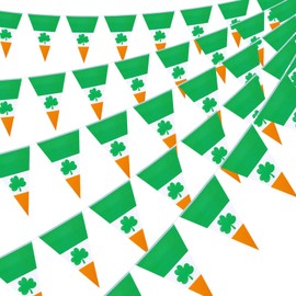 5 Pieces St Patrick's Day Shamrock Pennant Banners Irish National Day Triangle Flags Luck Green Clover Flag Banners Party Accessories for St Patrick's Day Theme Decor Outdoor Indoor, 7.4 x 10.8 Inch