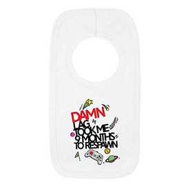 Kickass Tees Damn Lag Took Me 9 Months To Respawn 1 Baby Bib One Size White Funny Video Gamer Baby Boy Gift