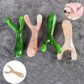 수지 페이스 리프팅 스톤 Guasha 스크래핑 페이셜 구 아슈 Y 자형 포크 마사지 플레이트 코 트리거 포인트 [02 Pink] Suzy Face Lifting Stone Guasha Scraping Facial Guasha Y-Shaped Fork Massage Plate Trigger Point [02 Pink]