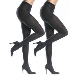 Silkies Women's Opaque Microfiber Control Top Tights (2 Pair Pack) - Soft, Lightweight, Comfortable - Small - Black