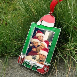 ZUNON 2024 Picture Frame Christmas Ornament Personalized Your Photo Xmas Ornament for Tree Party Family Picture Keepsake Married Wedding Decoration 3" Ornament (Metal Photo Frame Ornament)