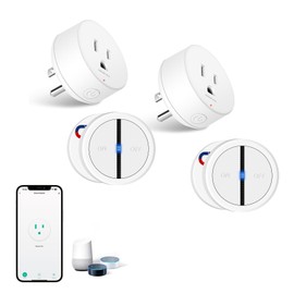 WiFi Smart Outlet Plug with Remote 2Sets,GreenCycle 1PK Portable Remote Control Outlet Plug with Magnetic Base Remote,Compatible with Tuya/Smart Life Alexa and Google Home,10A/1500W,TUV FCC List(2.4G)