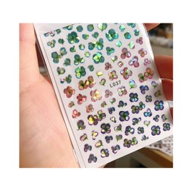 Daisy Flower Bloom Branches Leaf Nail Stickers Green Four Leaf Clover Nail Decal L037 Nail Wraps Stickers Manicure Supplies for Women Nails Full Long Lasting Easy Apply and Remove