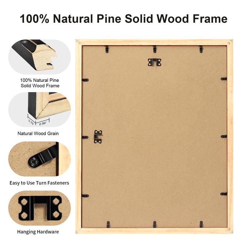 Patouque 11x14 Black Picture Frame, Wooden Photo Frames for Wall