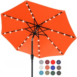 ABCCANOPY Durable Solar Led Patio Umbrellas with 32LED Lights 9FT (Orange)