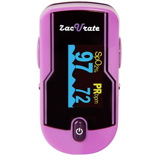 Zacurate 500E Premium Fingertip Pulse Oximeter Oximetry Blood Oxygen Saturation Monitor with Silicon Cover, Batteries and Lanyard (Mystic Purple)