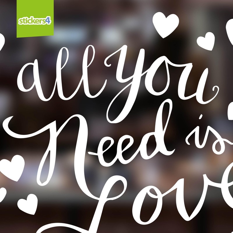 All You Need is Love Large Static Cling Window Sticker